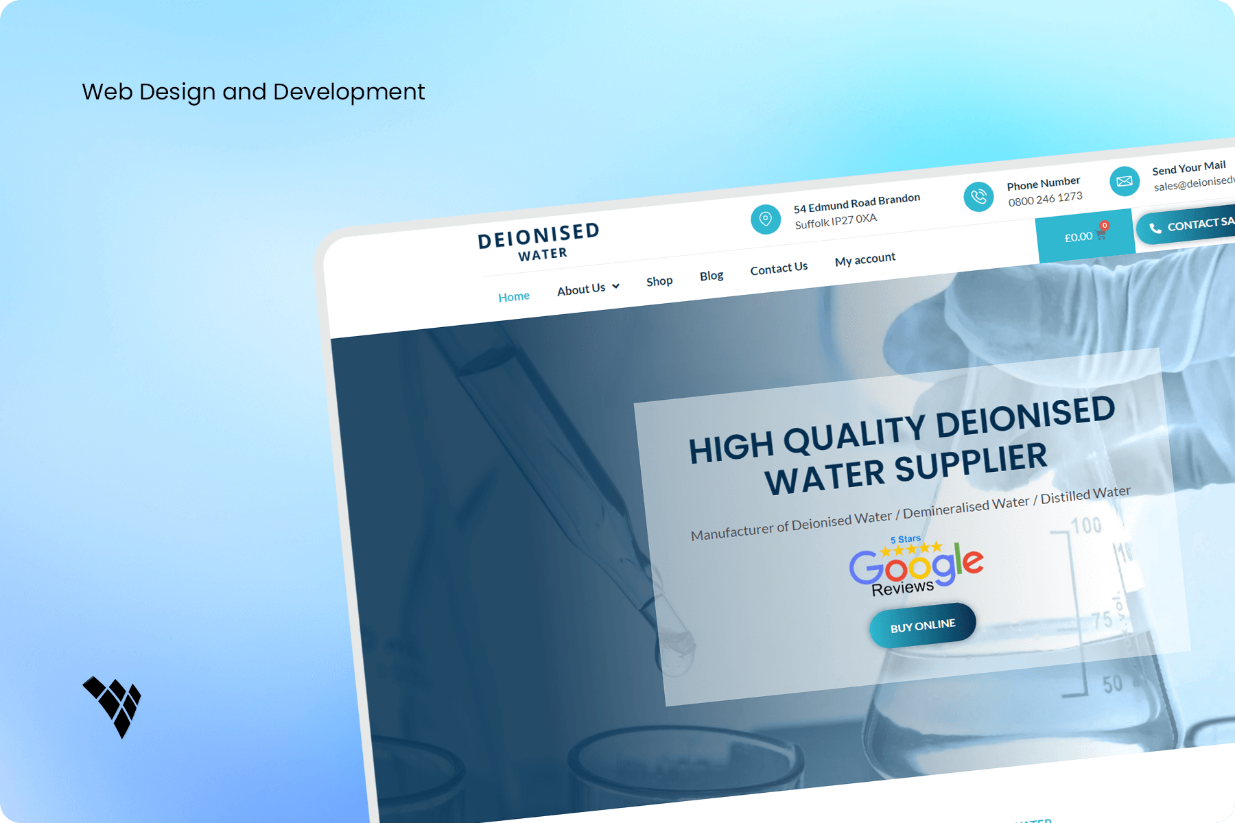 web design and development - deionised water
