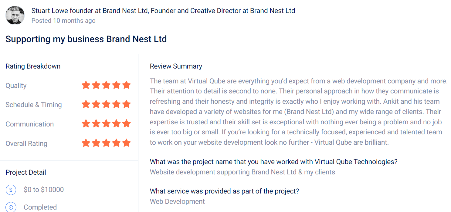 Brand nest client review - Goodfirms